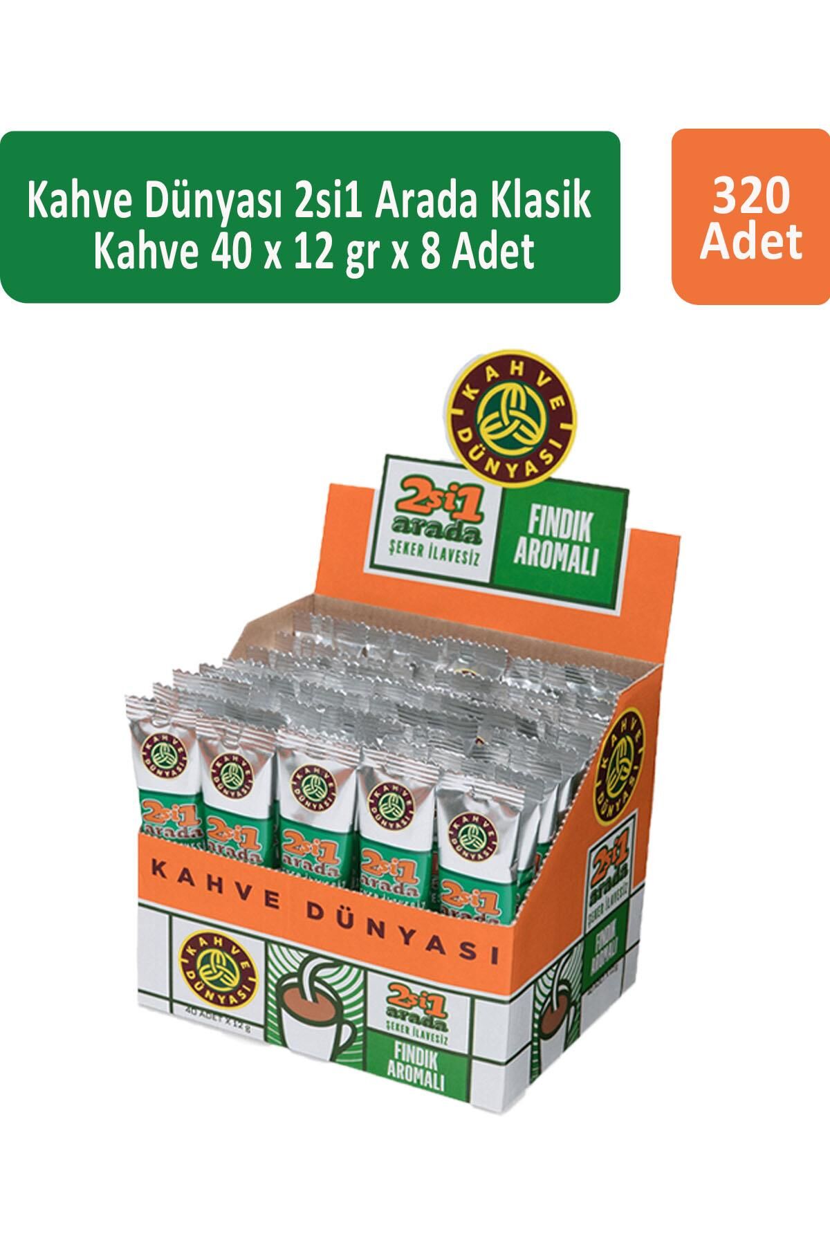 Kahve Dünyası 2si1 Arada Fındık Aromalı Kahve 40 x 12 gr x 8 Adet