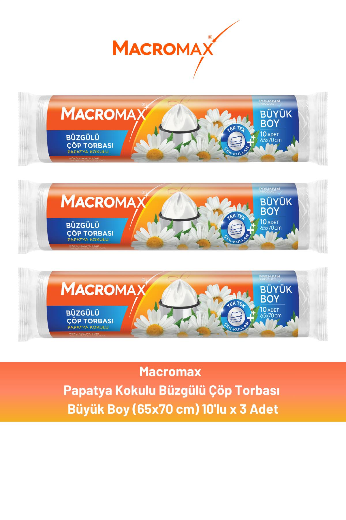 Macromax Büzgülü Papatya Çöp Torbası Büyük Boy 10'lu x 3 Adet