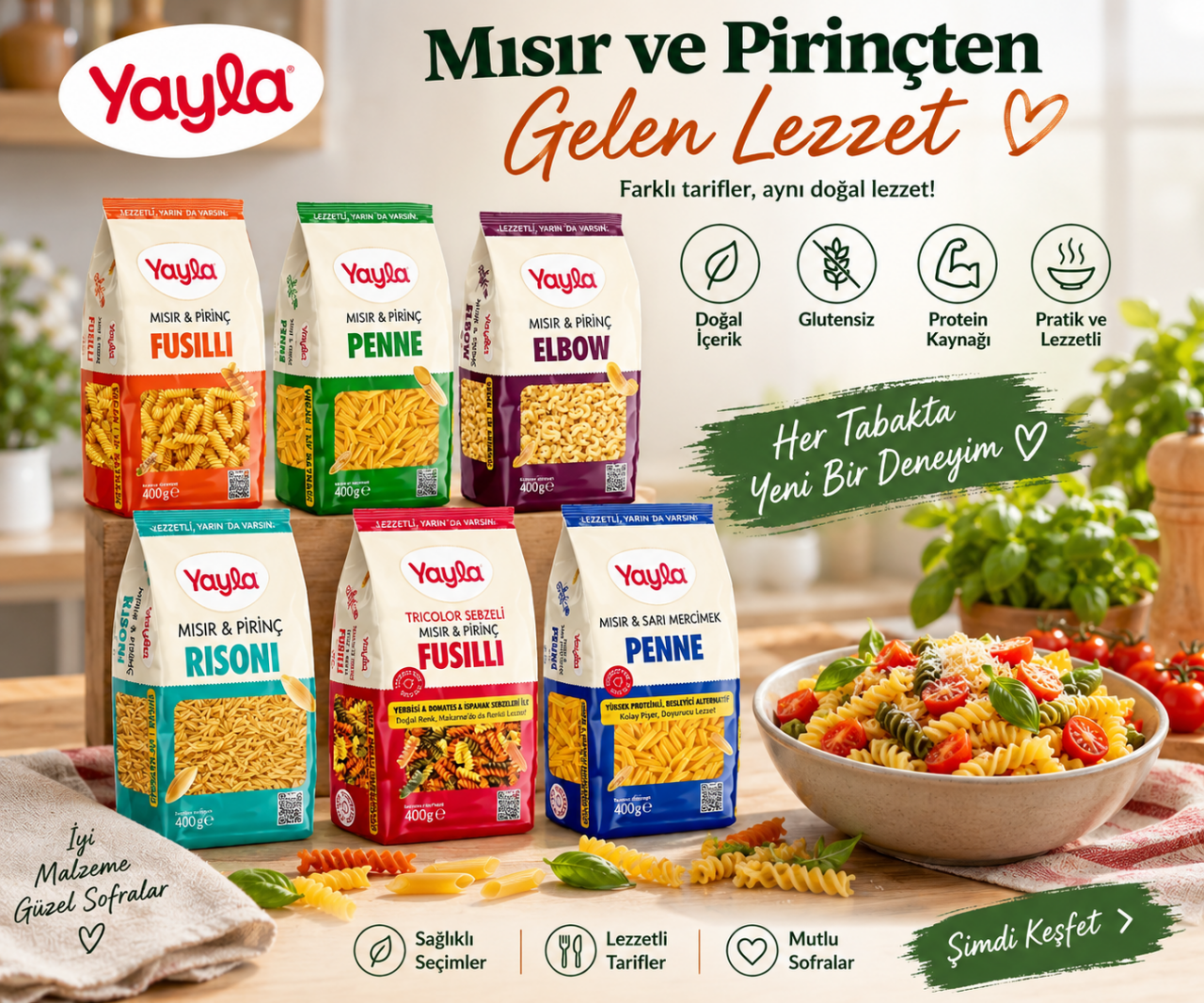 Yayla Mısır ve Pirinç Makarna Serisi