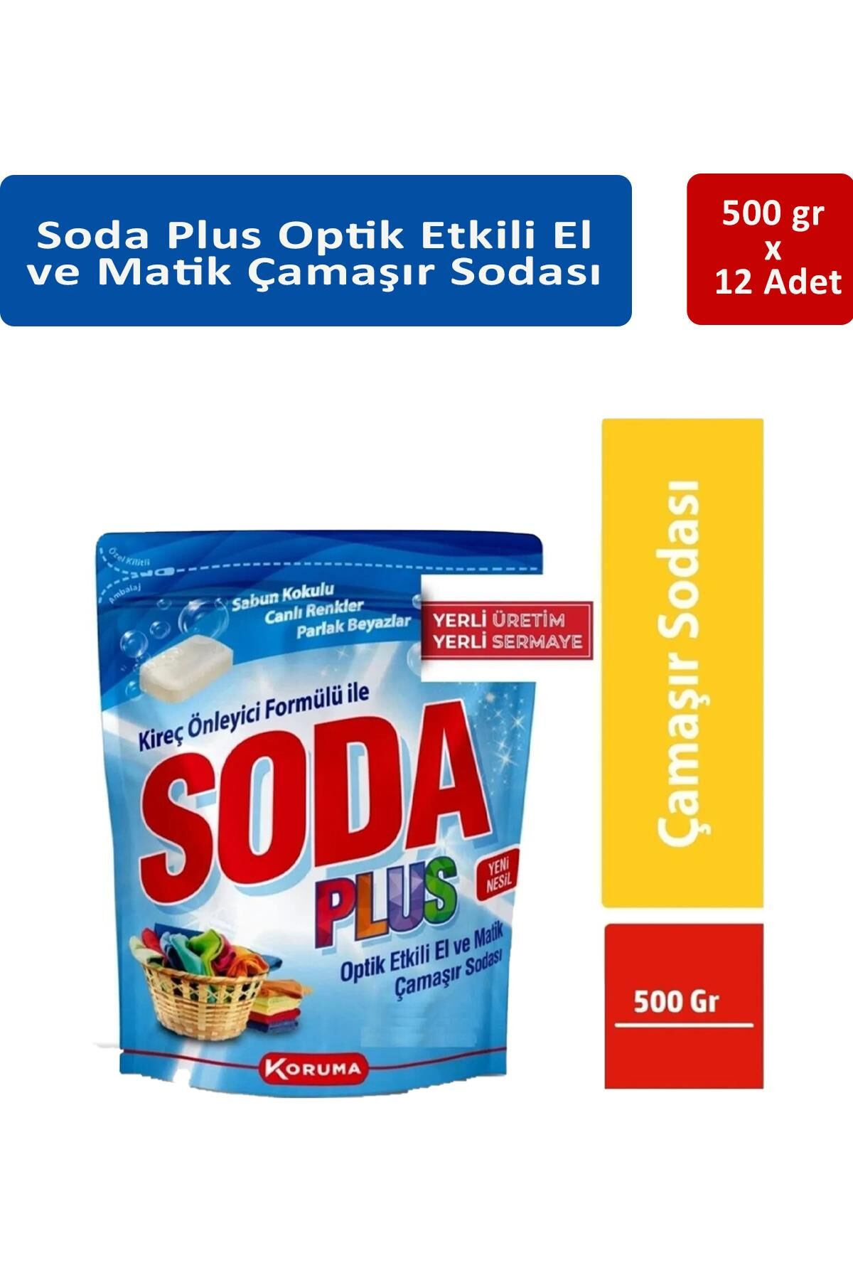 Soda Plus Etklili Çamaşır Sodası 500 gr x 12 Adet