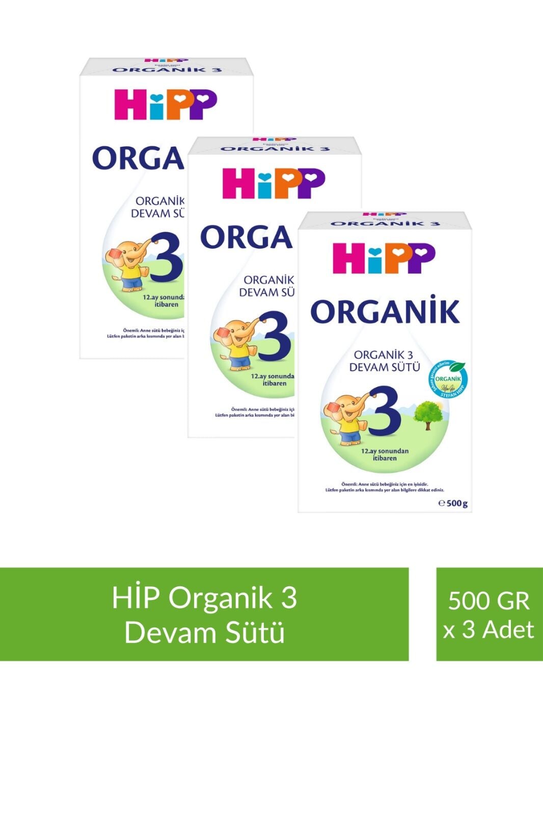 HİPP 3 Organik Devam Sütü 500 gr x 3 Adet