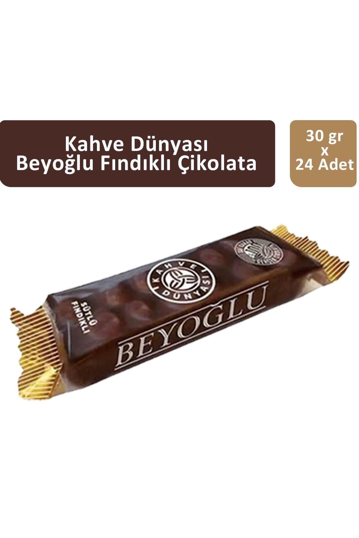 Kahve Dünyası Beyoğlu Sütlü Fındıklı Çikolata 30 gr x 24 Adet