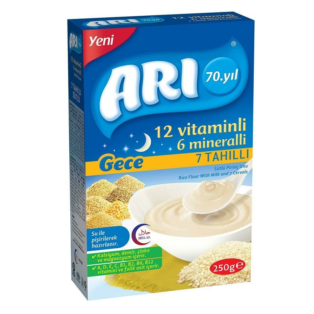 Arı Mama 12 Vitaminli 6 Mineralli 7 Tahıllı Sütlü Pirinçli Gece 200 Gr