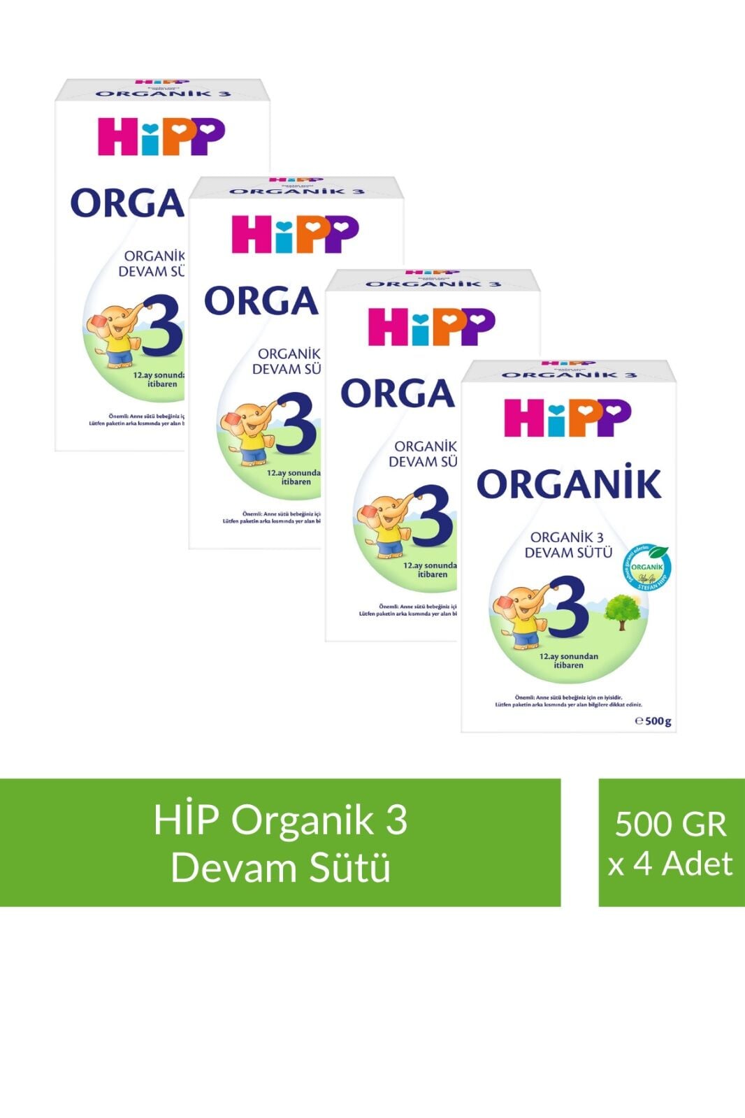 HİPP 3 Organik Devam Sütü 500 gr x 4 Adet