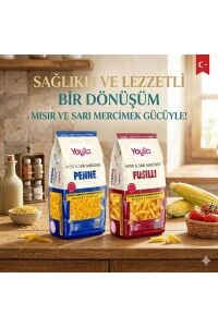 Yayla Mısır Sarı Mercimek Penne + Mısır Sarı Mercimek Fusulli 400 gr