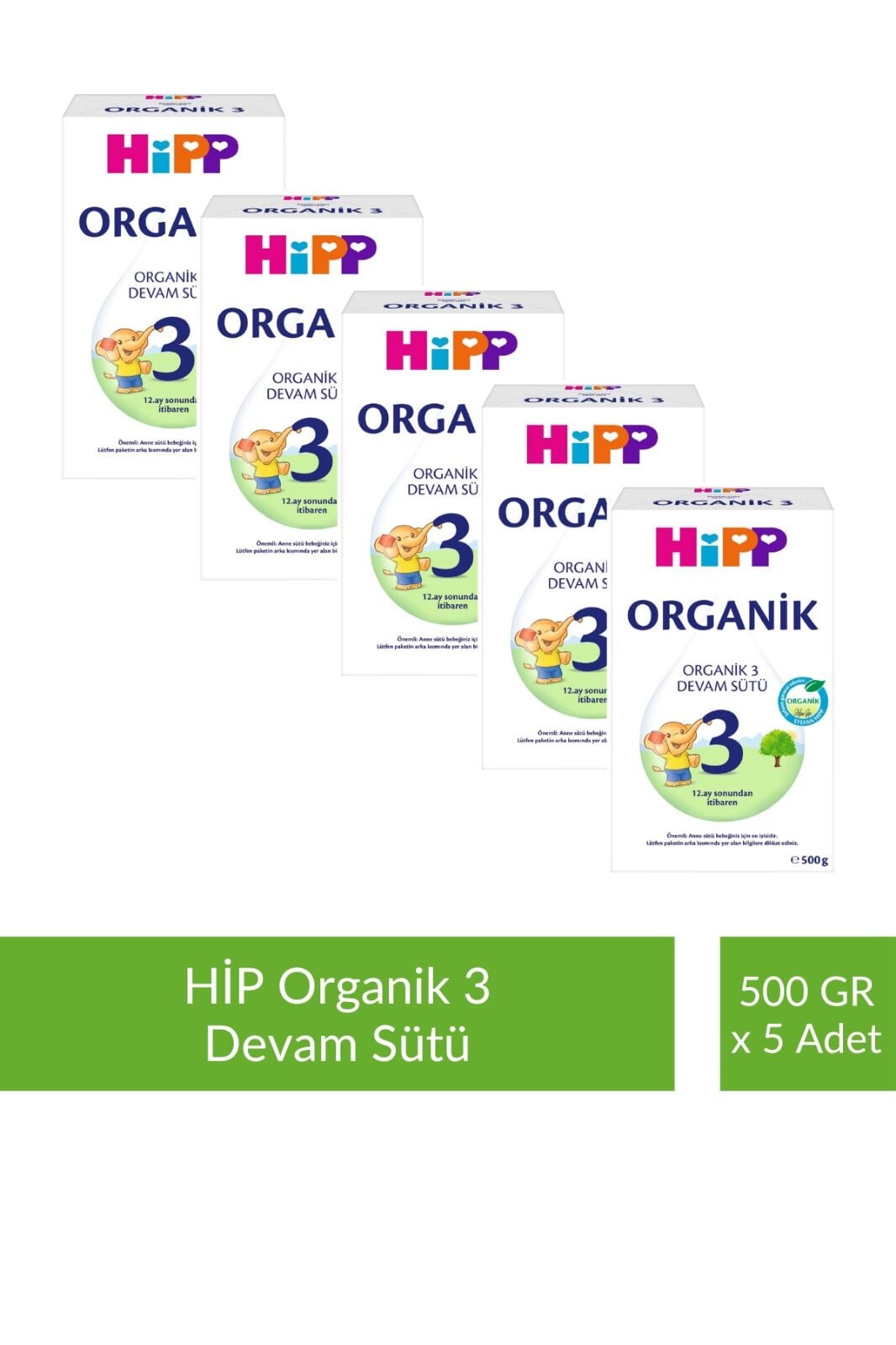 HİPP 3 Organik Devam Sütü 500 gr x 5 Adet