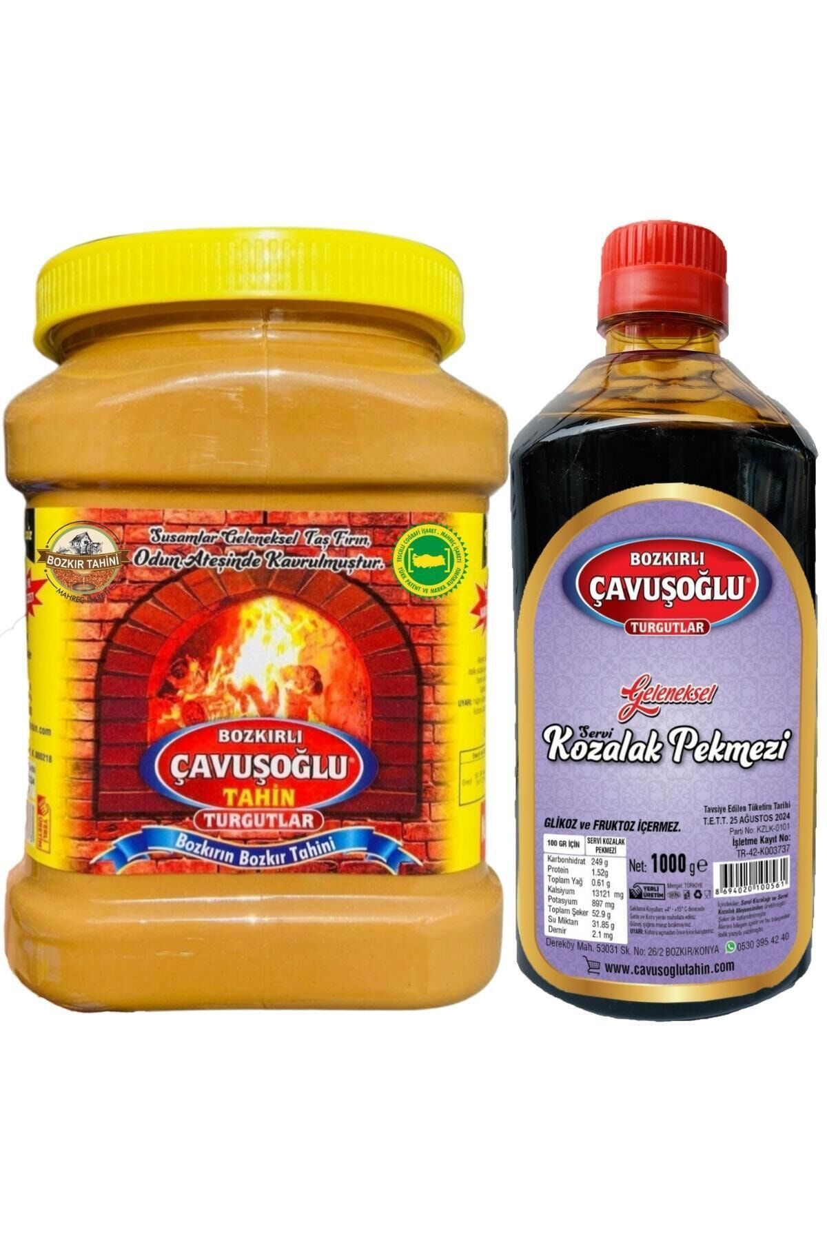 Odun Ateşinde Kepeksiz Bozkır Tahini 930g + Kozalak Pekmezi 1000g