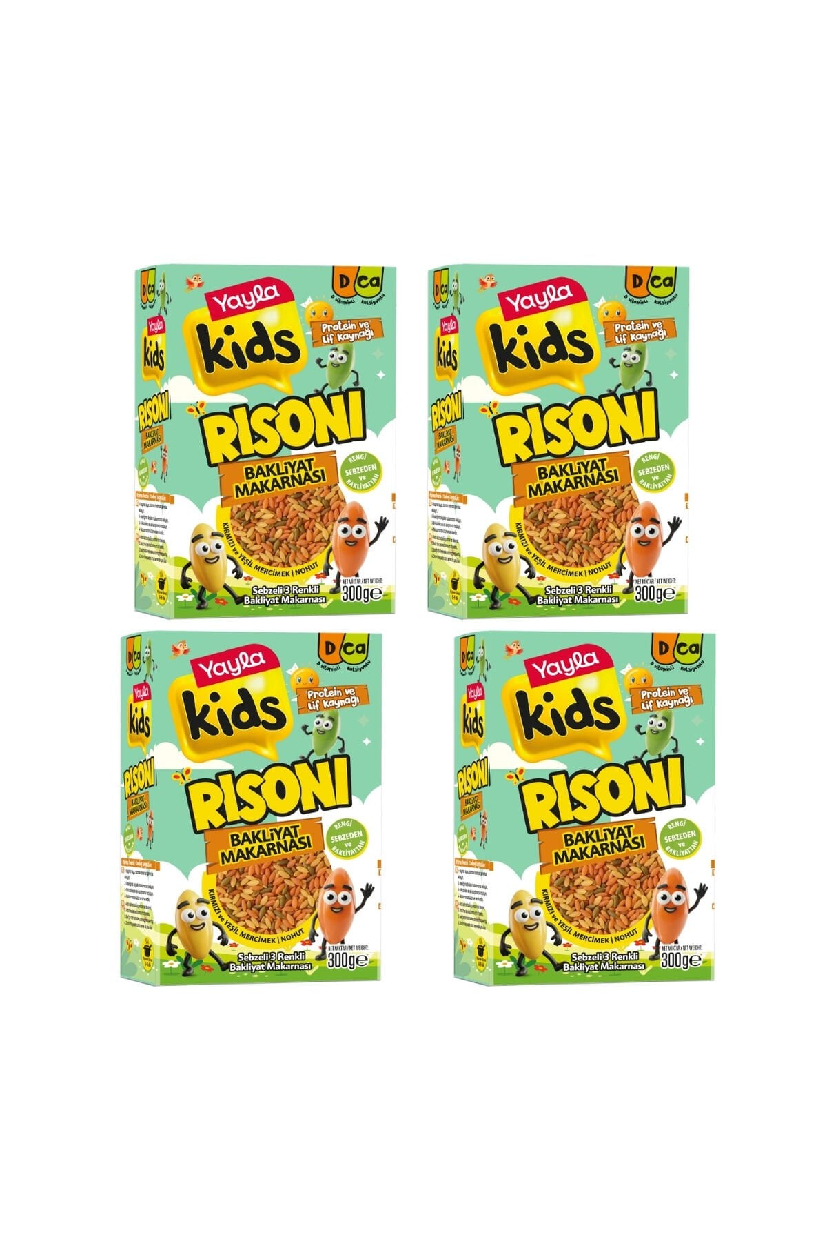 Yayla Kids Sebzeli 3 Renkli Risoni Bakliyat Makarnası 300 g x4