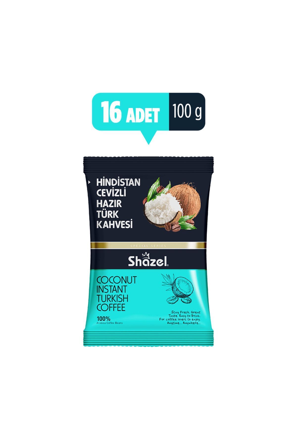 Shazel Hindistan Cevizli Hazır Türk Kahvesi 100 gr x 16 Adet
