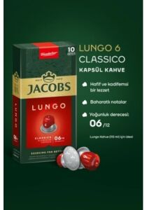 Jacobs Lungo 6 Classic Nespresso Uyumlu Kapsül Kahve 10 Lu X 5 A PKT.JACOBS.014 Kapsül Kahve