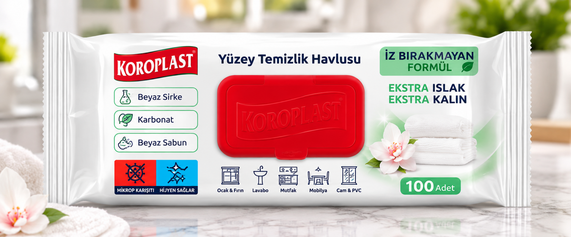Krp.Islak Hvlu Çok Amaçlı Beyaz Sabun Kokulu 100lü