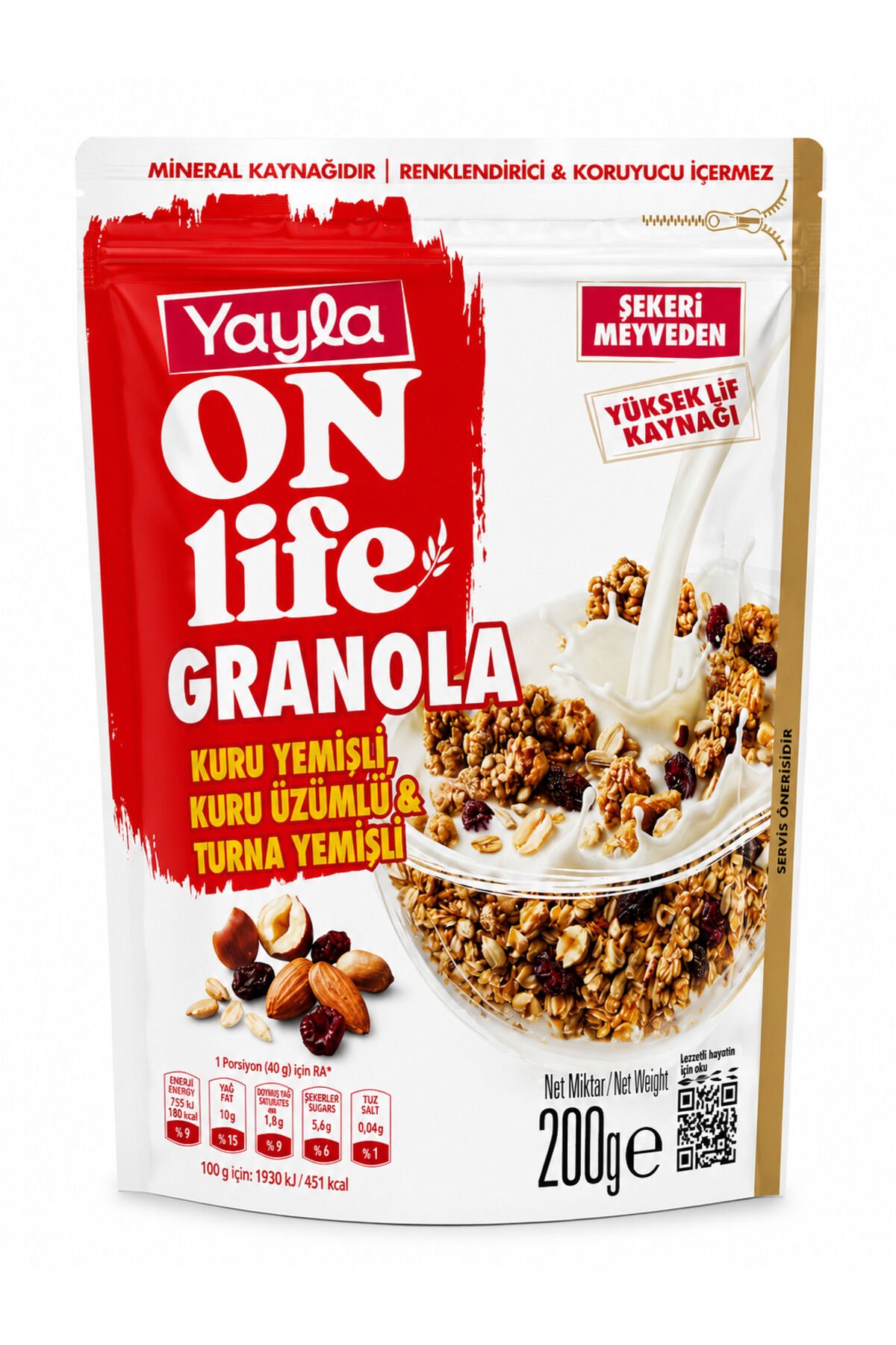 Yayla On Life Granola Kuruyemişli & Kuru Üzümlü 200 Gr – Sağlıklı Kahvaltılık Granola