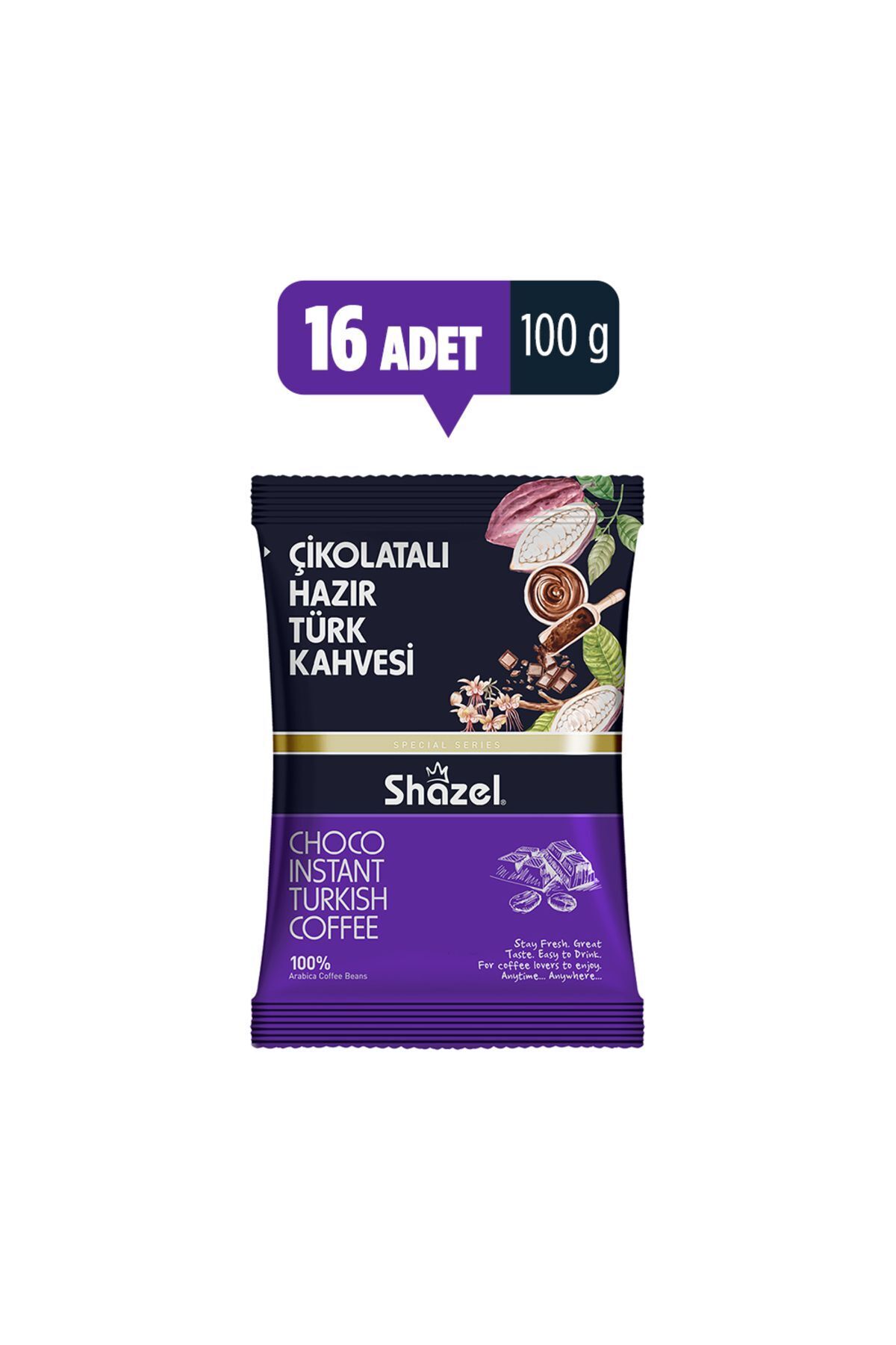 Shazel Çikolatalı Hazır Türk Kahvesi 100 gr x 16 Adet