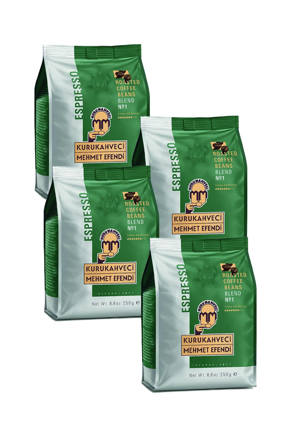 Mehmet Efendi Espresso Blend No1 Kavrulmuş Çekirdek Kahve 250 gr x 4 Adet