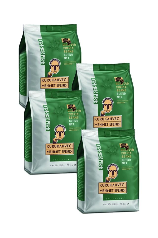 Mehmet Efendi Espresso Blend No1 Kavrulmuş Çekirdek Kahve 250 gr x 4 Adet