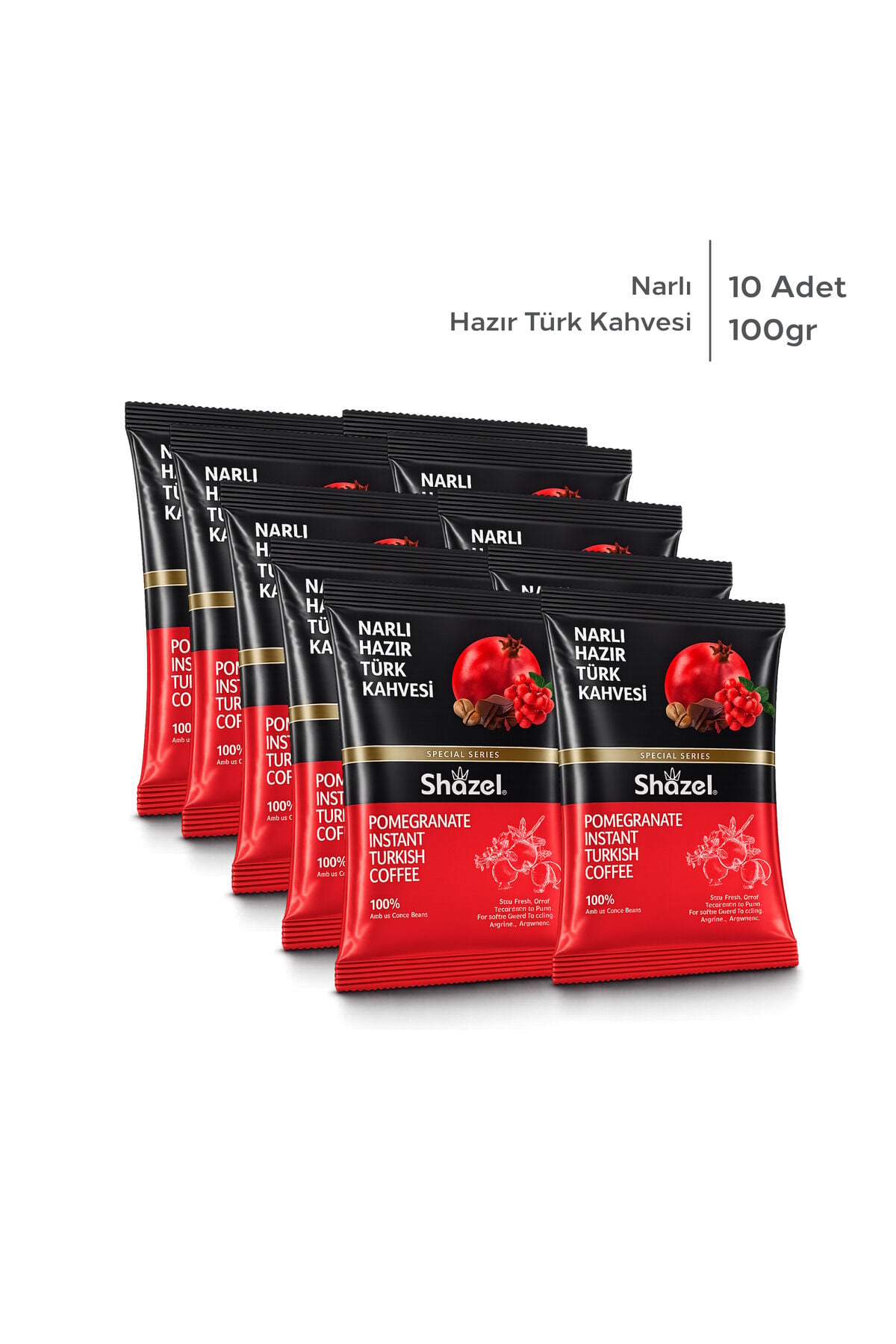Shazel Hazır Türk Kahvesi | Narlı | 100 gr | 10 Paket