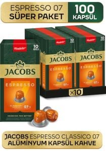 Jacobs Espresso 7 Classico Nespresso Uyumlu Alüminyum Kapsül Kahve 10 x 10'lu