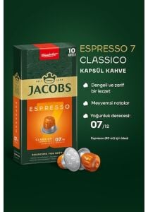 Jacobs Espresso 7 Classico Nespresso Uyumlu Alüminyum Kapsül Kahve 10 x 10'lu