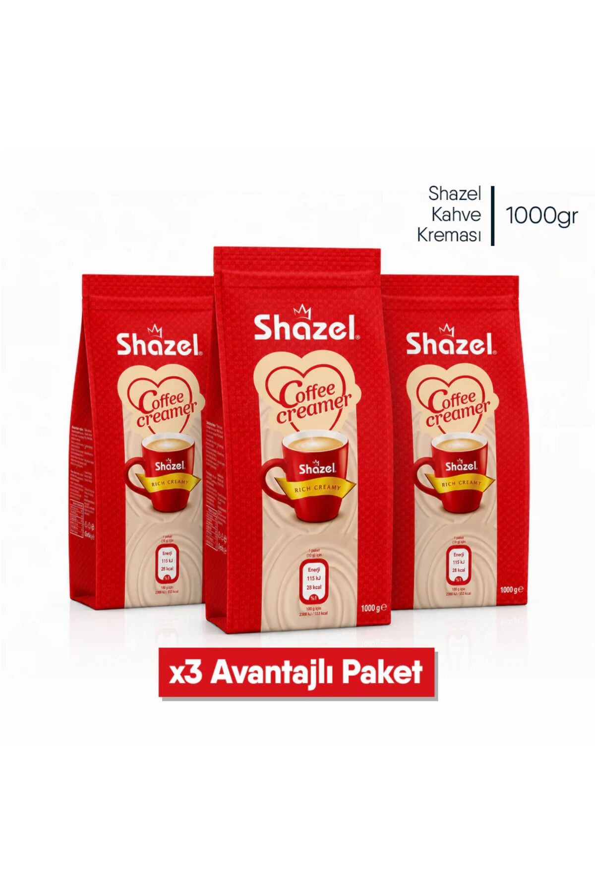 Shazel Kahve Kreması | 1000 gr | Flat Bottom | 3 Adet