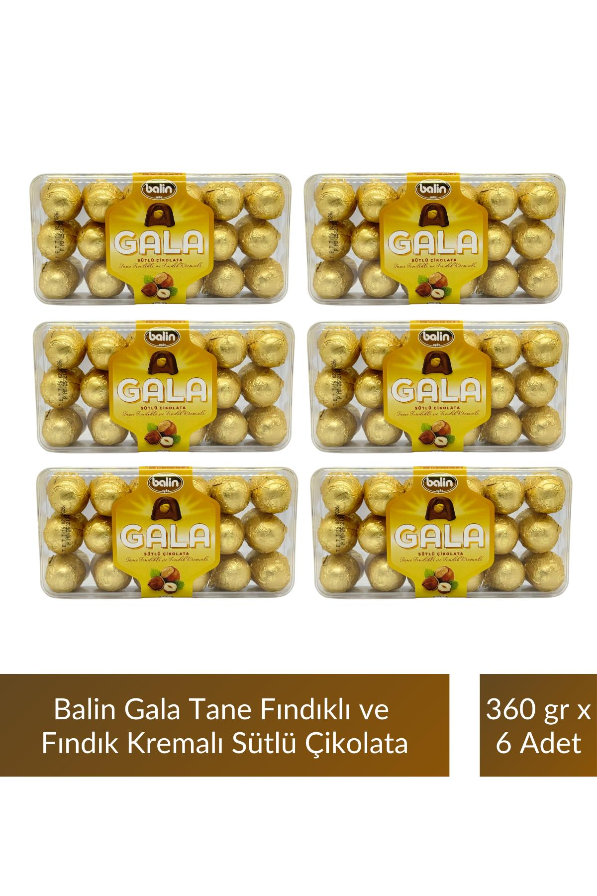 Balin Gala Tane Fındıklı ve Fındık Kremalı Sütlü Çikolata 360 gr x 6 Adet
