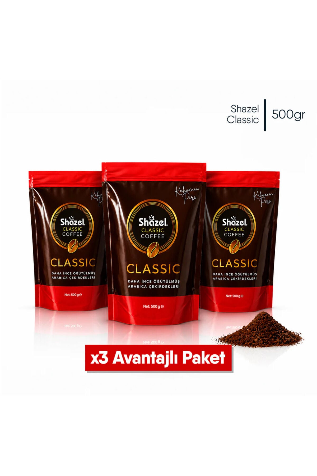 Shazel Classic Çözünebilir Kahve | 500 gr | 3 Paket