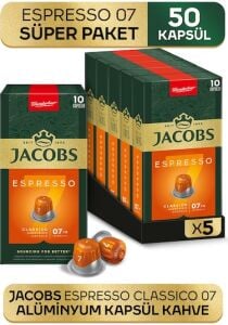 Jacobs Espresso 7 Classico Nespresso Uyumlu Alüminyum Kapsül Kahve 5 x 10'lu