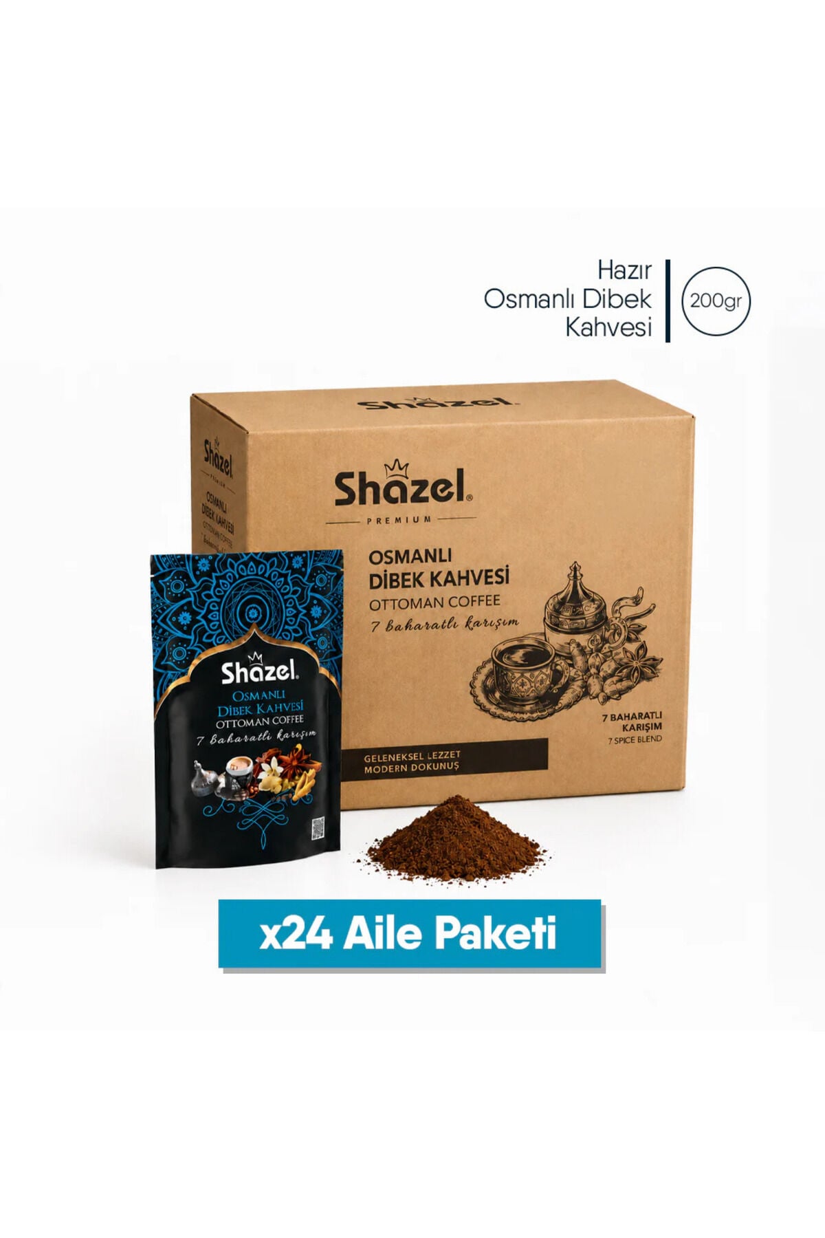 Shazel Hazır Osmanlı Dibek Kahvesi | Doypack | 200 gr | 24 Adet