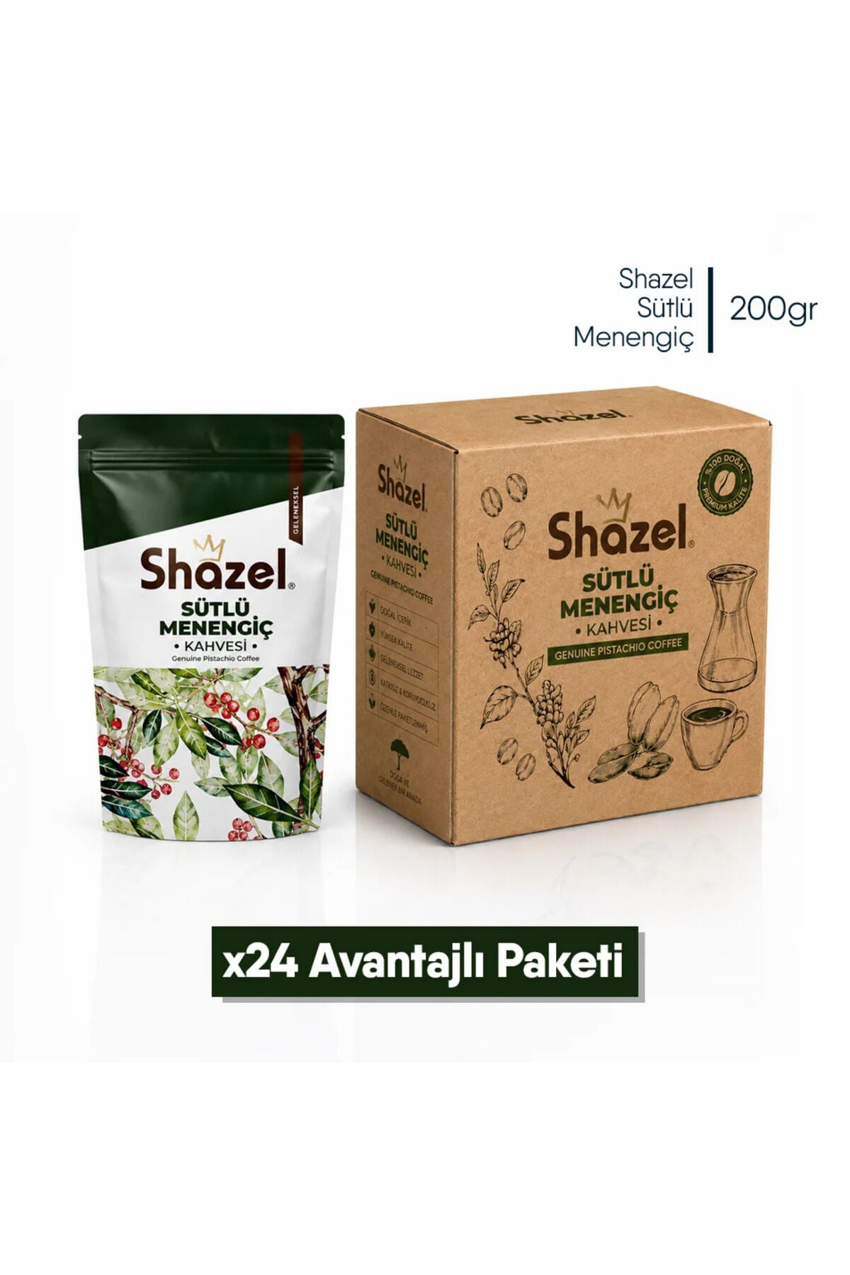Shazel Hazır Menengiç Kahvesi | Doypack | 200 gr | 24 Adet | 1 Koli
