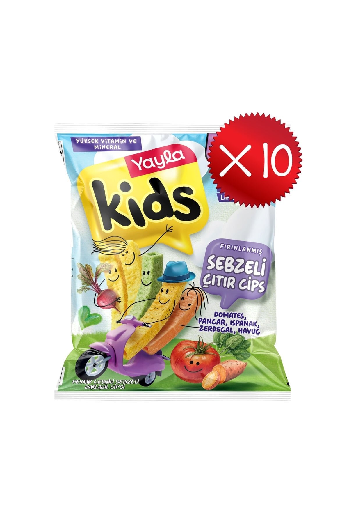Yayla Kids Peynir Çeşnili Sebzeli Baklagil Cipsi 30 g x10
