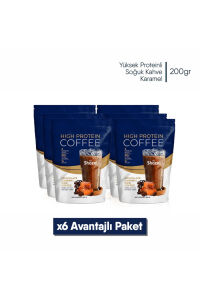 Shazel Yüksek Proteinli Soğuk Kahve | Karamel Aromalı | Doypack | 200 gr | 6 Adet