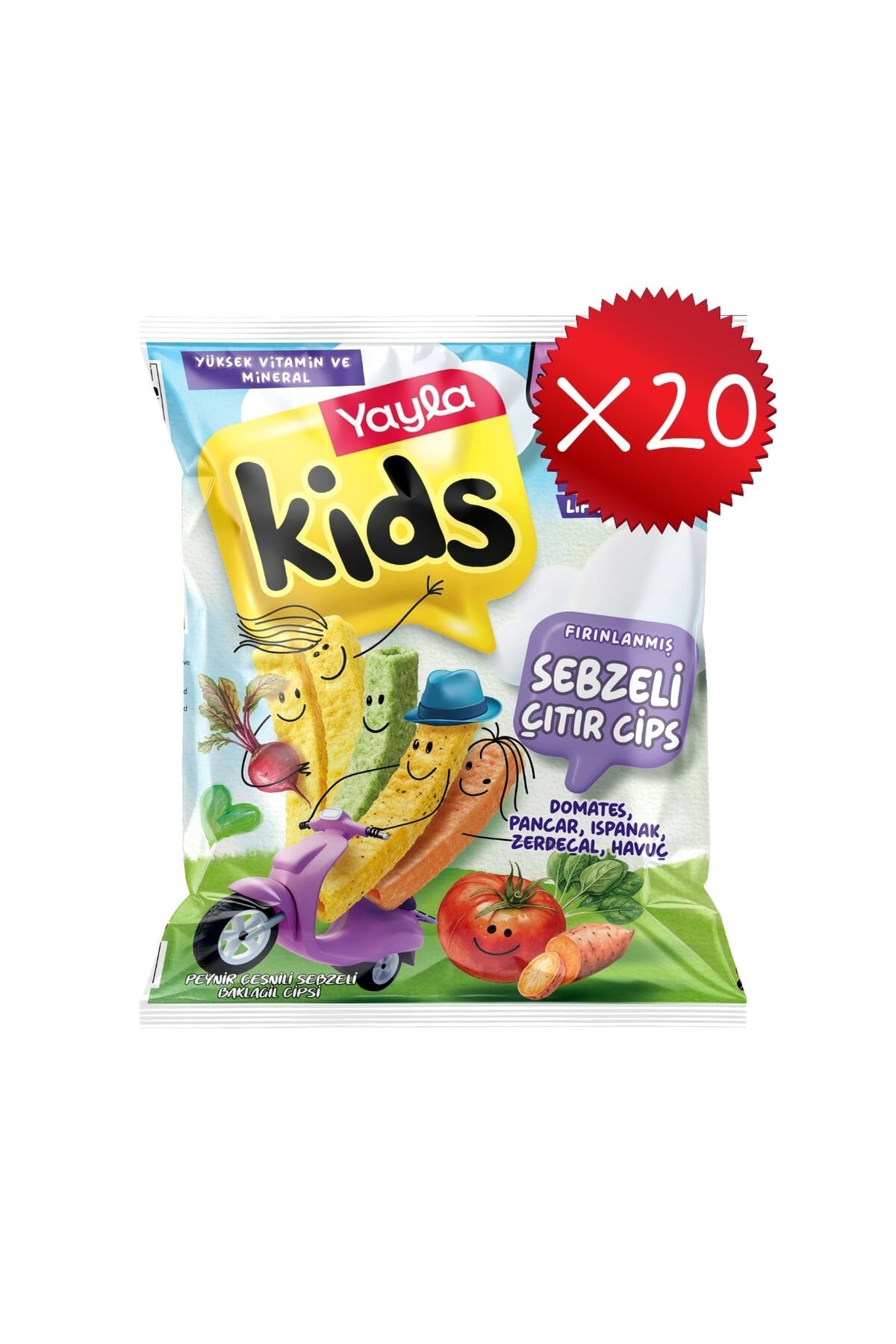 Yayla Kids Peynir Çeşnili Sebzeli Baklagil Cipsi 30 g x20