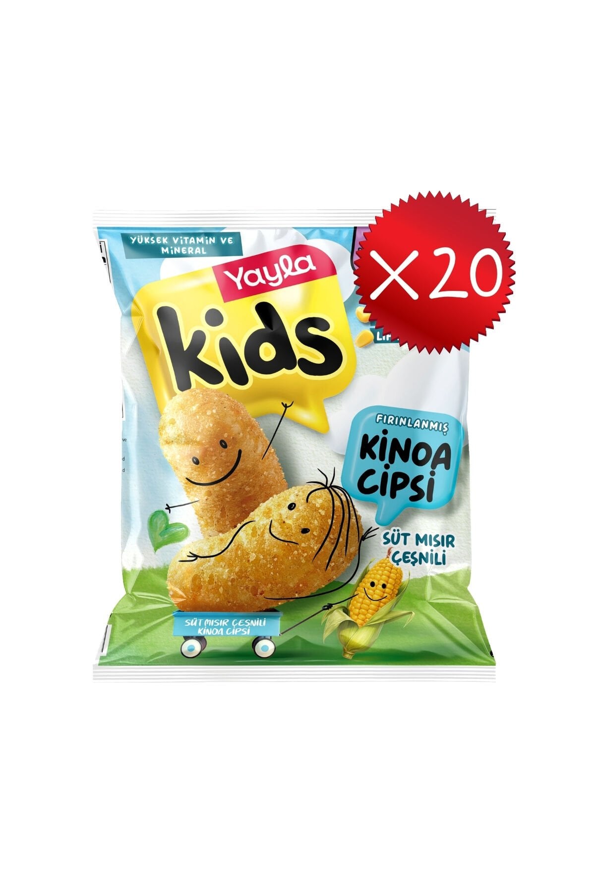 Yayla Kids Süt Mısır Çeşnili Kinoa Cipsi 30 g x20