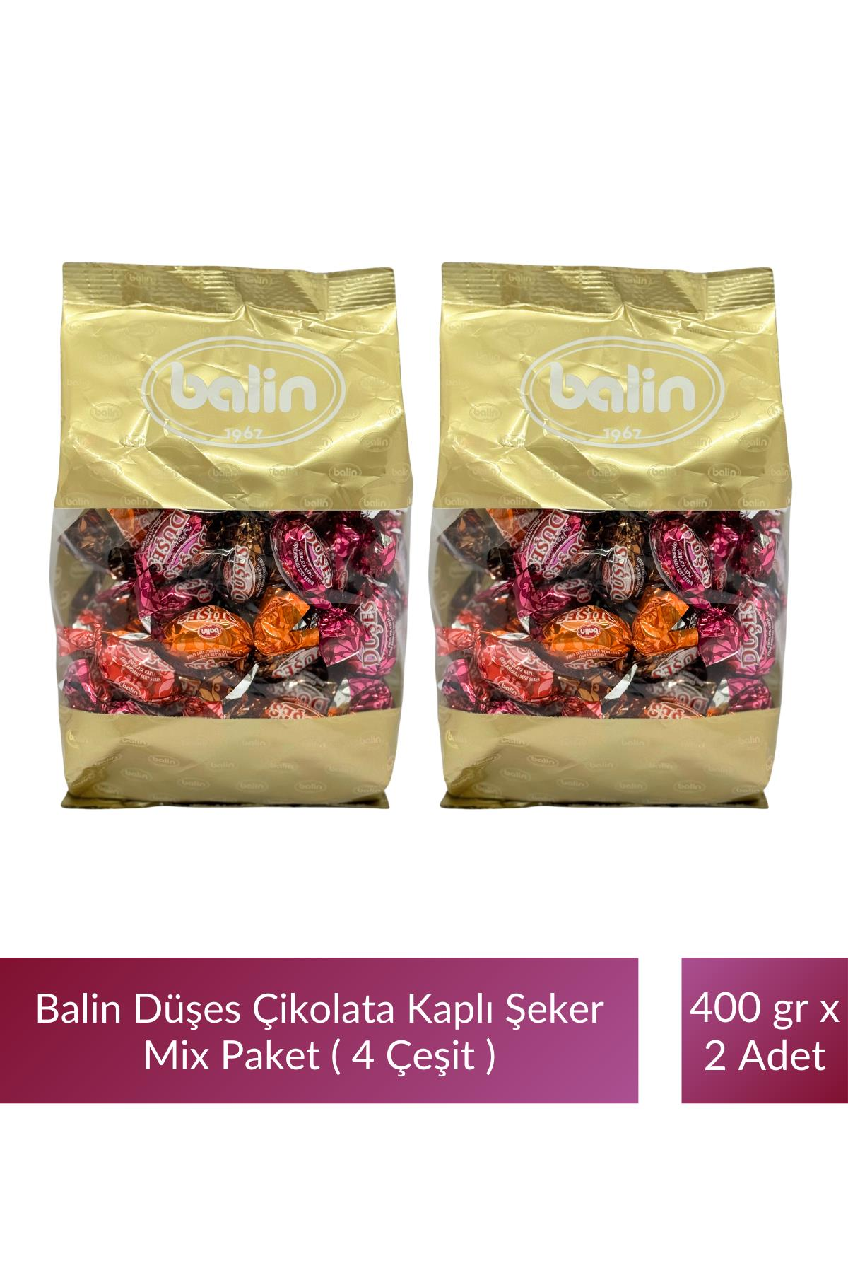 Balin Düşes Çikolata Kaplı Mix Şeker ( 4 Çeşit ) 400 gr x 2 Adet