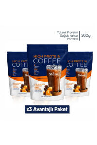 Shazel Yüksek Proteinli Soğuk Kahve | Portakal Aromalı | Doypack | 200 gr | 3 Adet