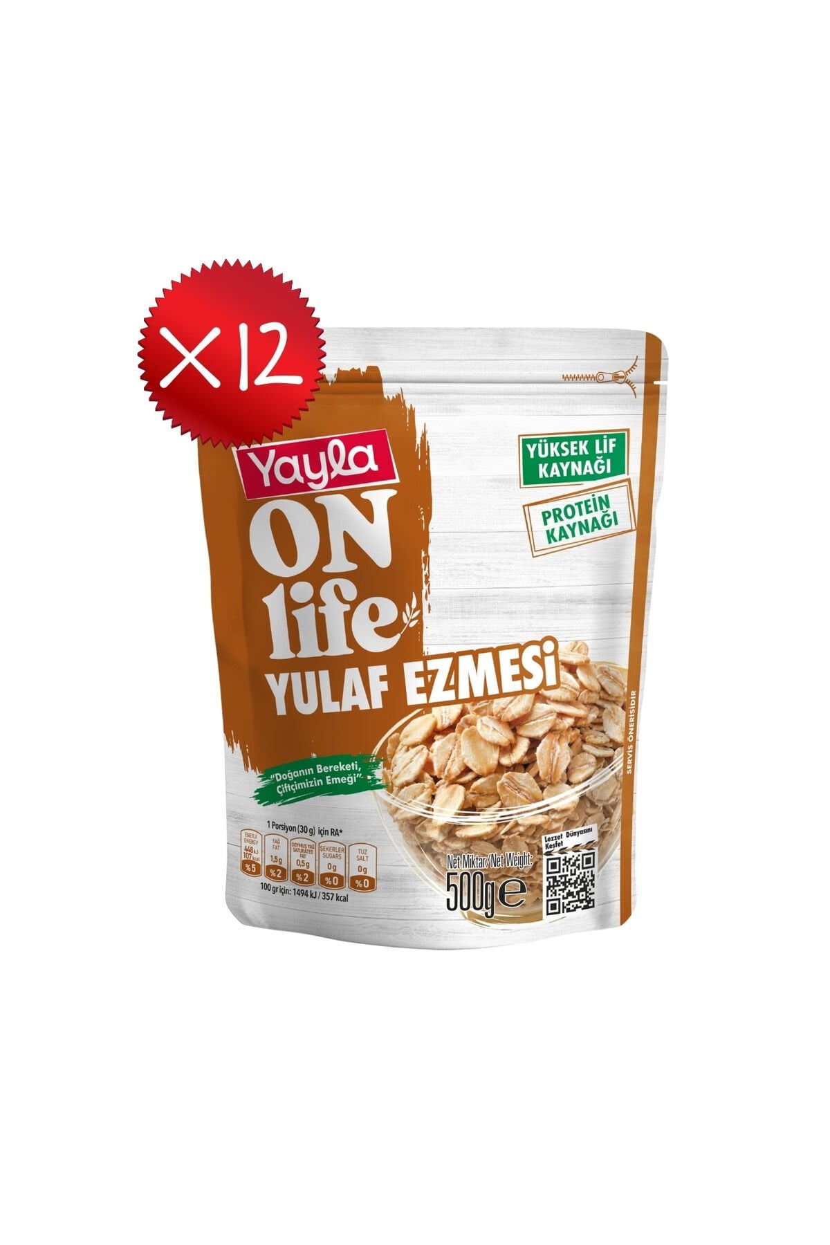 Yayla Onlife Yulaf Ezmesi 500 g x12
