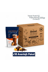 Shazel Yüksek Proteinli Soğuk Kahve | Portakal Aromalı | Doypack | 200 gr | 18 Adet