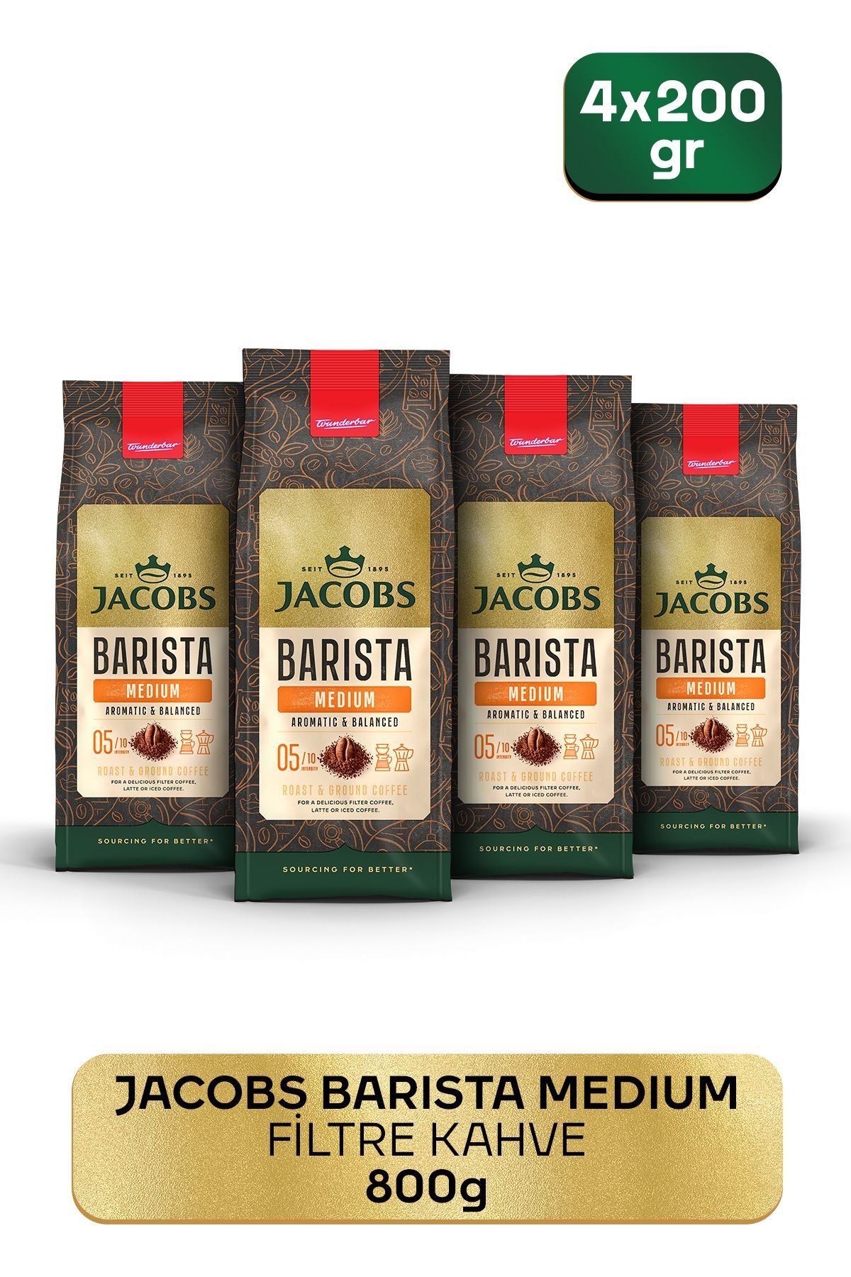 Jacobs Barista Medium Filtre Kahve 200 gr x 4 Adet