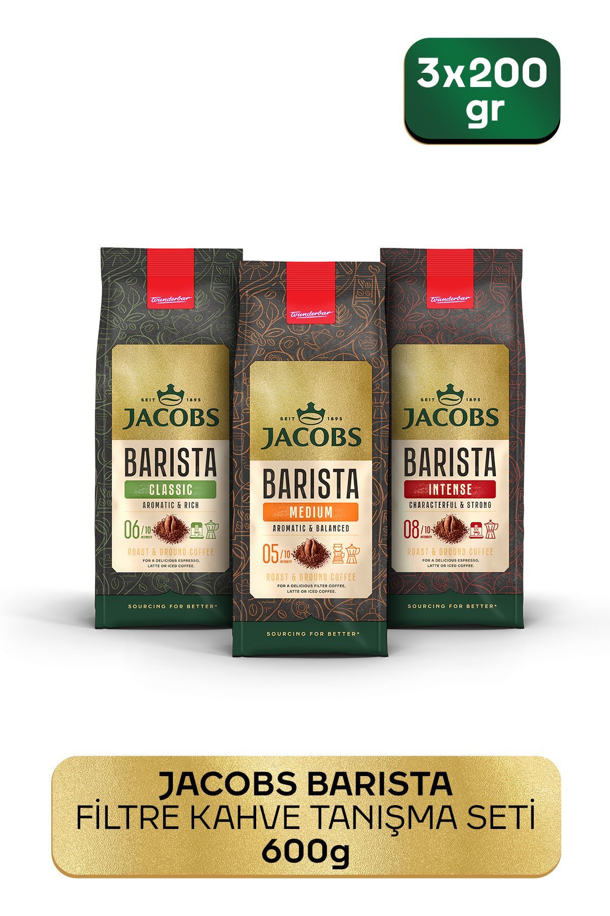 Jacobs  Barista Filtre Kahve Tanışma Paketi 200 gr x 3 Adet