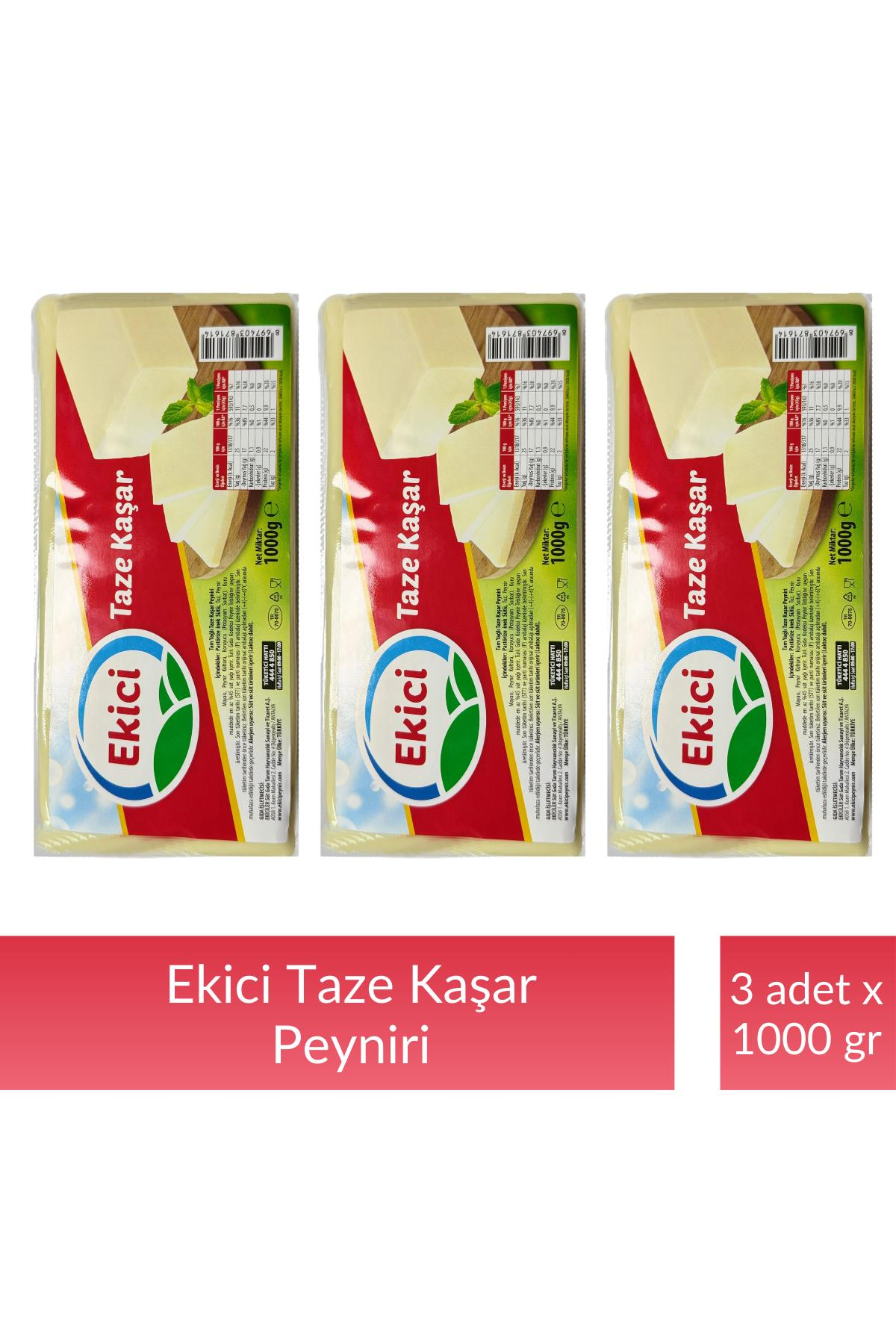 Ekici Taze Kaşar Peyniri 1000 gr x 3 Adet