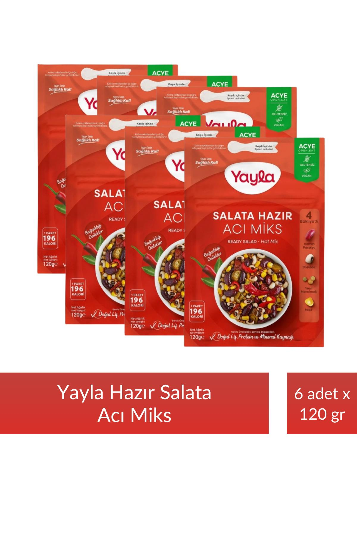 Yayla Salata Hazır Acı Miks 120 gr x 6 Adet