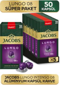 Jacobs Lungo 8 Intenso Nespresso Uyumlu Alüminyum Kapsül Kahve 5 x 10'lu