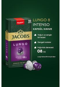 Jacobs Lungo 8 Intenso Nespresso Uyumlu Alüminyum Kapsül Kahve 5 x 10'lu