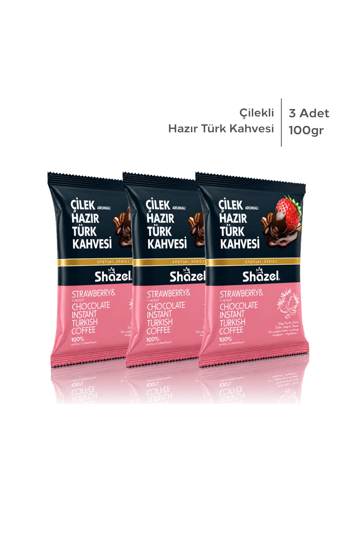 Shazel Hazır Türk Kahvesi | Çilekli | 100 gr | 3 Paket