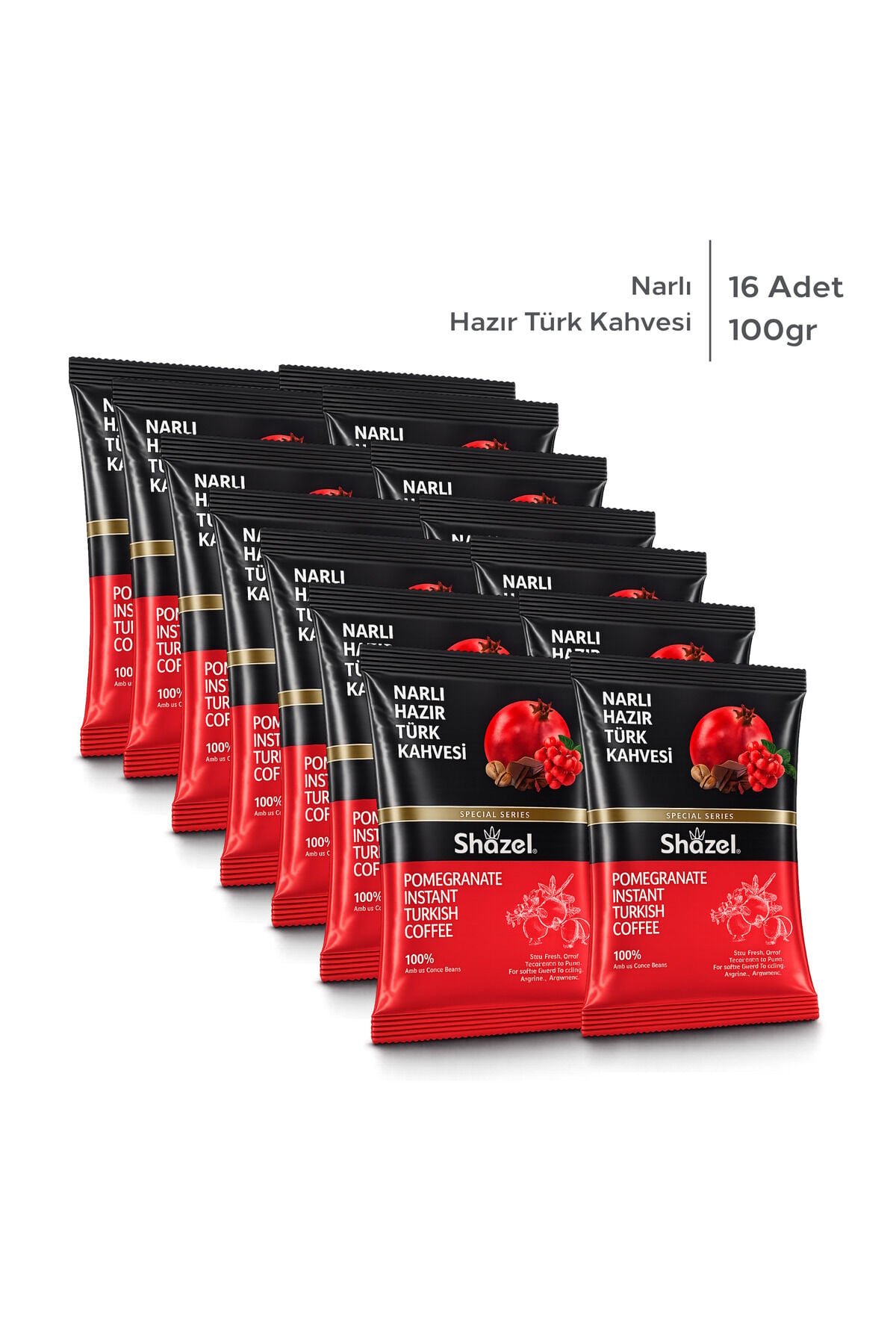 Shazel Hazır Türk Kahvesi | Narlı | 100 gr | 16 Paket