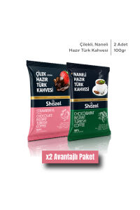 Shazel Hazır Türk Kahvesi | Naneli | Çilekli | 100 gr | 2 Adet