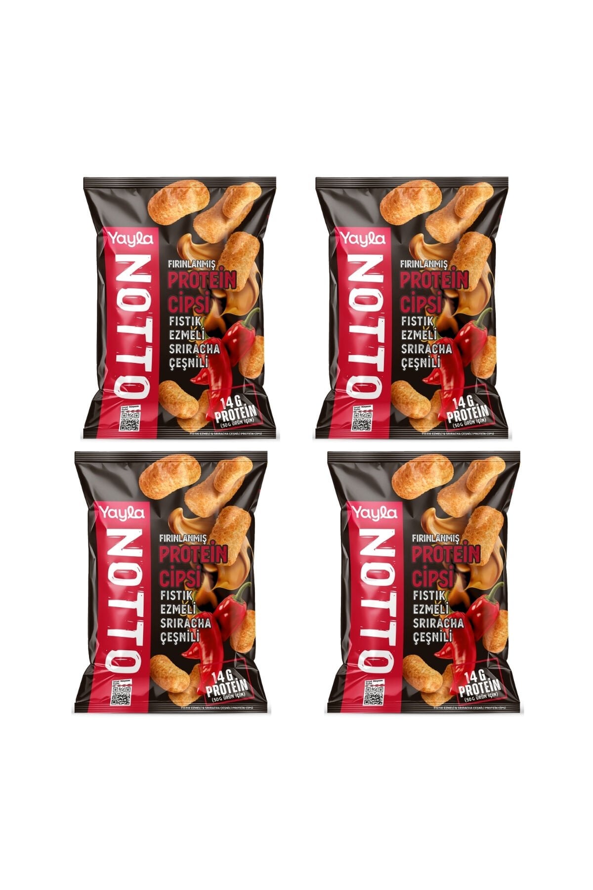 Yayla Notto Fıstık Ezmeli ve Sriracha Çeşnili Protein Cipsi 50 g x4