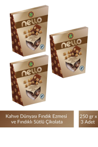 Kahve Dünyası Nello Fındık Ezmesi ve Bütün Fındıklı Sütlü Çikolata 250 gr x 3 Adet
