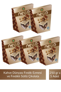Kahve Dünyası Nello Fındık Ezmesi ve Bütün Fındıklı Sütlü Çikolata 250 gr x 5 Adet