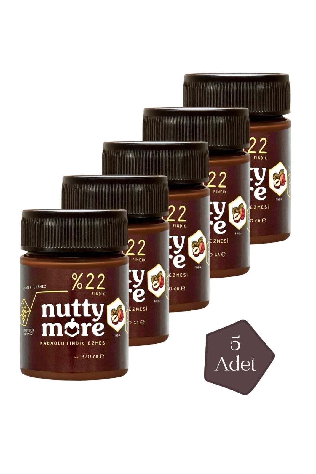 Nutty More %22 Kakaolu Fındık Ezmesi 370 gr x 5 Adet