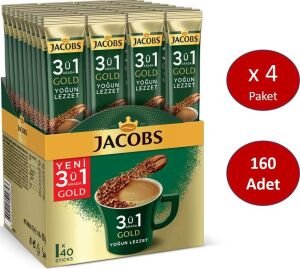 Jacobs 3ü1 Arada Gold Kahve Karışımı Yoğun Lezzet 160 Adet (40 x 4 Paket)